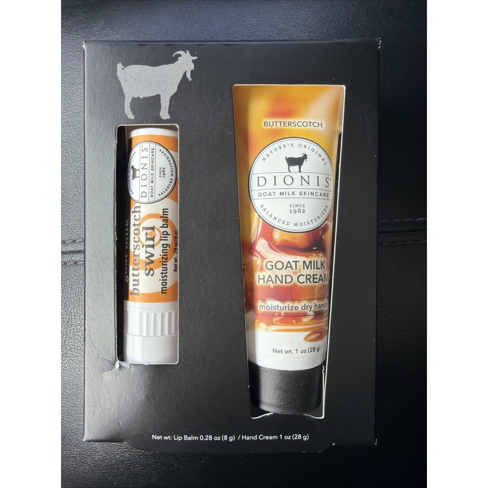 Dionis BUTTERSCOTCH Swirl moisturizing Lip Balm &  Goat Milk Hand Cream Set 1 oz